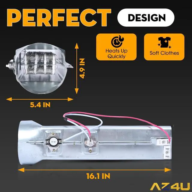Alt view image 2 of 7 - Dryer Heating Element For LG DLE3777E DLE4970W DLE5955W DLE2350W | DLEX2650W, DLE4801W, DLEX2655V, DLE3170W, DLE2250W, DLE2140W, DLEX5101V, DLE2532W, DLE2514W, DLE8377NM, DLE9577WM, DLE2240W