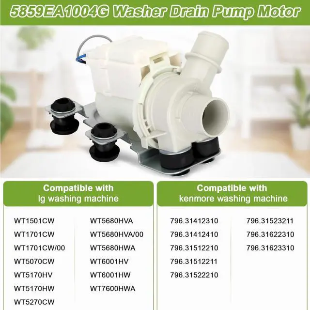 Alt view image 3 of 7 - 5859EA1004G Washer Drain Pump Assembly,5859EA1004G Washer Drain Pump Motor Compatible with Washing Machine Replaces AP5604958 PS3636111