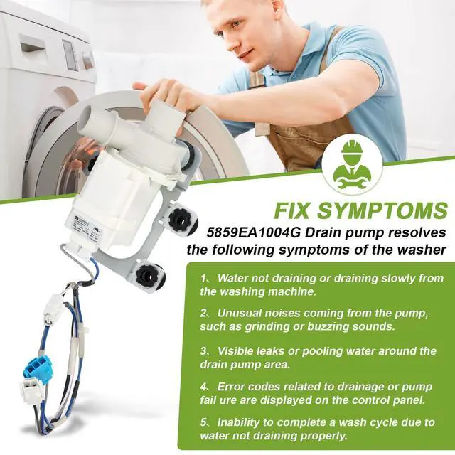 Alt view image 6 of 7 - 5859EA1004G Washer Drain Pump Assembly,5859EA1004G Washer Drain Pump Motor Compatible with Washing Machine Replaces AP5604958 PS3636111