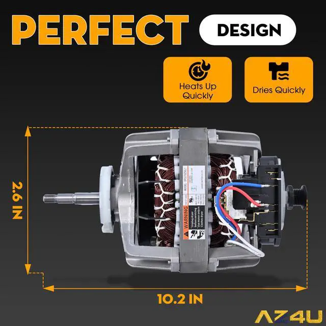 Alt view image 2 of 7 - Dryer Motor DFS270ZSEL1 Replaces for Samsung Dryer Motor Replacement Induction Dryer DV4 DV5 DV3 DVE DVG DV2 Series DV42H5200EP/A3 DV42H5200EW/A3 DV42H5200GF/A3 DV42H5200GP/A3 Dryer