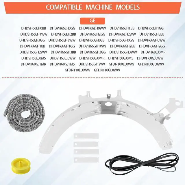 Alt view image 3 of 6 - GFDN110EL0WW DCVH660GH1GG DCVH680GJ2MS DBVH520EJ2WW DBVH512EF0WW DCVH515EF0WW DCVH680GJ2WW Dryer Bearing Repair Kit Fit for DBVH512EF0WW DCVH680EJ0MS DHDVH52EF0WW DCVH640GJ0WW DCVH660EH0GG