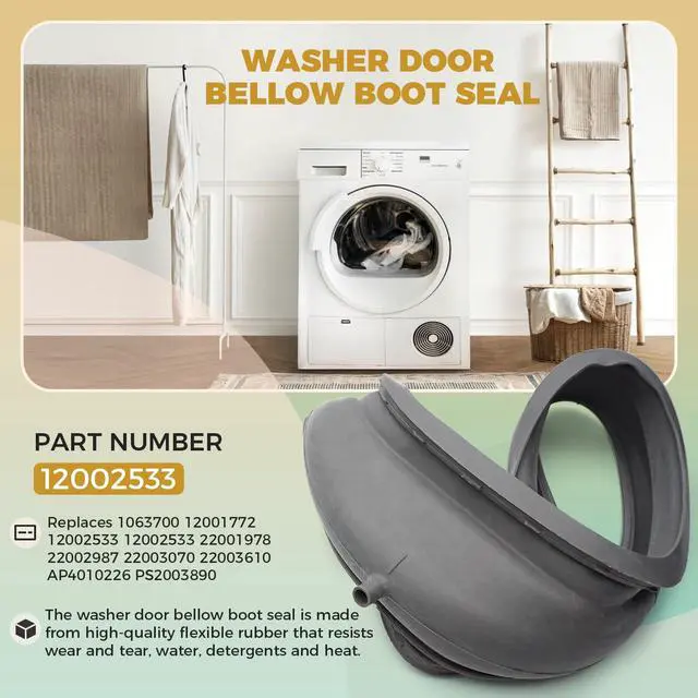 Alt view image 2 of 7 - 12002533 Washer Door Bellow Boot Seal for Maytag Neptune Washer Models Fit for MAH4000AWW MAH5500BWW MAH6500AWW, Washer Door Boot Drain Seal Replaces 22003070 12001772 AP4010226 PS2003890