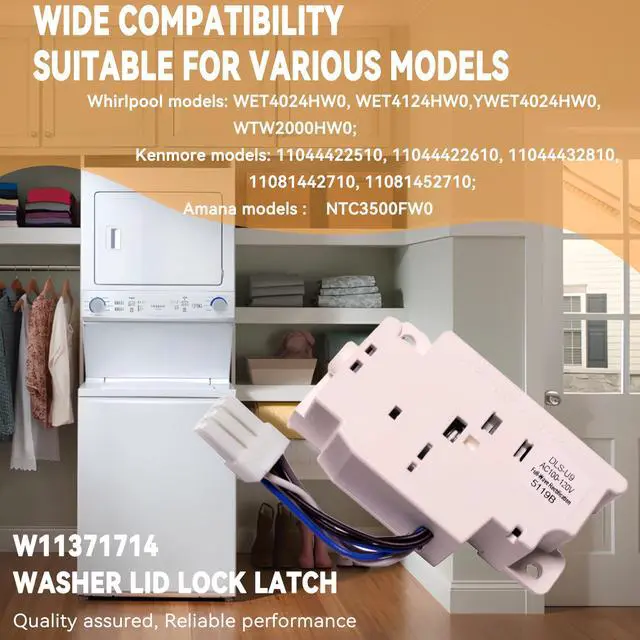Alt view image 5 of 6 - W11371714 Washer Lid Lock Latch Replacement for Whirlpool Kenmore Amana | Durable PBT Washer Lid Lock Fixes Lid Opening & Cycle Start Errors, Easy DIY Fix, Replace W10869789 AP6890229 EAP12723989