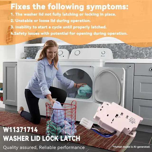Alt view image 4 of 6 - W11371714 Washer Lid Lock Latch Replacement for Whirlpool Kenmore Amana | Durable PBT Washer Lid Lock Fixes Lid Opening & Cycle Start Errors, Easy DIY Fix, Replace W10869789 AP6890229 EAP12723989