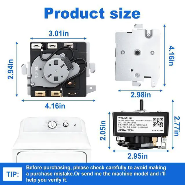 Alt view image 2 of 7 - WE04X25586 Dryer Timer Compatible with GE Hotpoint Dryers | HTX21GASK1WW HTX24EASK0WS NTX62E8ST1WW Replaces AP6032632 4467041 PS11763073 Dryer Timer Control Knob