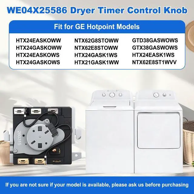 Alt view image 4 of 7 - WE04X25586 Dryer Timer Compatible with GE Hotpoint Dryers | HTX21GASK1WW HTX24EASK0WS NTX62E8ST1WW Replaces AP6032632 4467041 PS11763073 Dryer Timer Control Knob