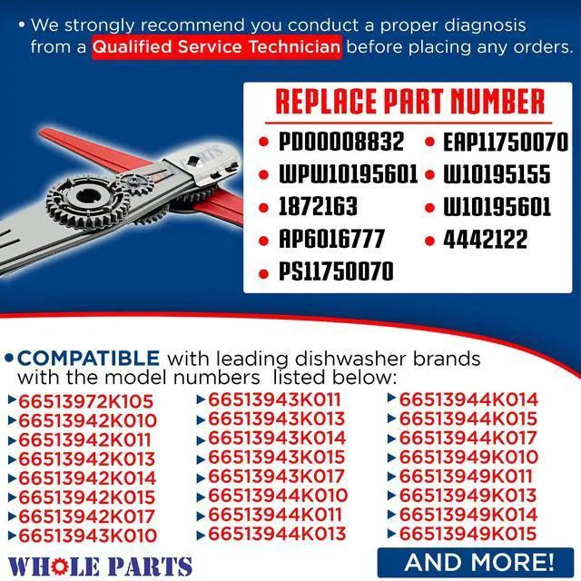 Alt view image 2 of 7 - Upgraded Dishwasher Lower Spray Arm Assembly Part # W10195601 - Replacement & Compatible With Some Kenmore and Whirlpool Dishwashers