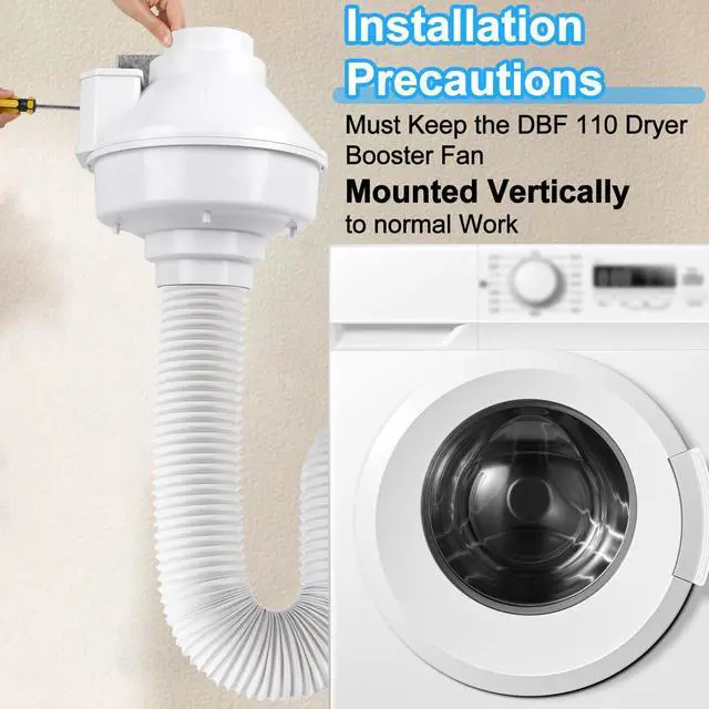 Alt view image 2 of 7 - Upgraded DBF 110 Dryer Booster Fan, Dryer Vent Booster Fan 4 Inch | 4" Dryer Vent Booster Exhaust Fan, 167 CFM