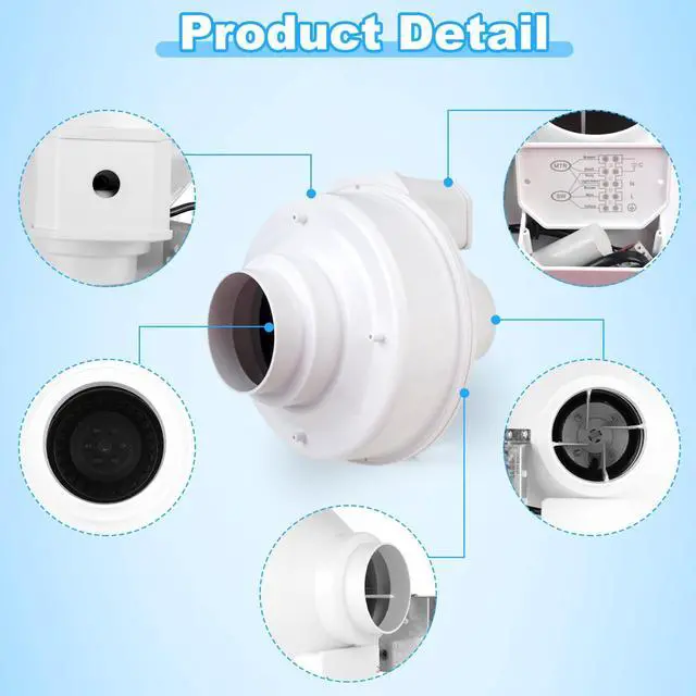 Alt view image 5 of 7 - Upgraded DBF 110 Dryer Booster Fan, Dryer Vent Booster Fan 4 Inch | 4" Dryer Vent Booster Exhaust Fan, 167 CFM