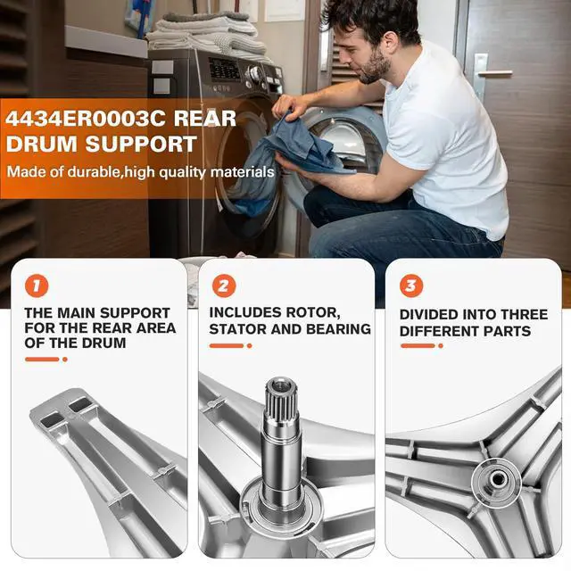 Alt view image 2 of 7 - UPGRADED4434ER0003C Rear Drum Support (Spider) by - Replacement for Kenmore LG Washing Machine - Flange Shaft Assembly Replaces 4434ER0003A 4434ER0003B