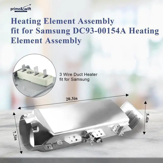 Alt view image 2 of 7 - DC93-00154A Dryer Heating Element fits for Samsung OEM 3 Wire DV45K6500EV | 3 Wire Heater Assembly DC47-00032A AP5582094 PS4216214, fits for DV45K6200EW DV45K7600EW DV48J7700EP DV50K8600EV