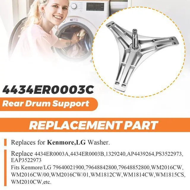 Alt view image 7 of 7 - UPGRADED4434ER0003C Rear Drum Support (Spider) by - Replacement for Kenmore LG Washing Machine - Flange Shaft Assembly Replaces 4434ER0003A 4434ER0003B