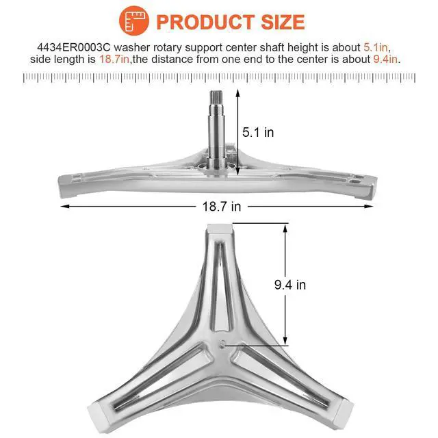 Alt view image 5 of 7 - UPGRADED4434ER0003C Rear Drum Support (Spider) by - Replacement for Kenmore LG Washing Machine - Flange Shaft Assembly Replaces 4434ER0003A 4434ER0003B