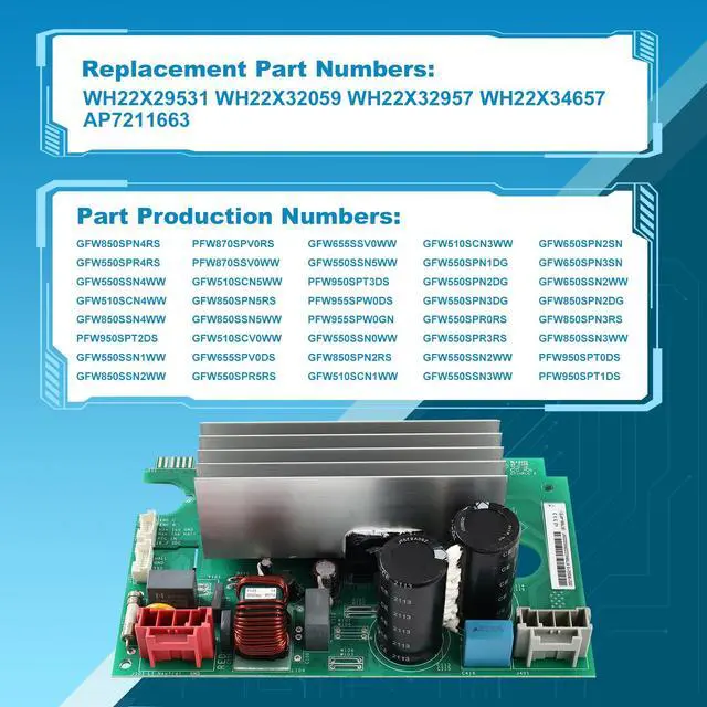 Alt view image 3 of 7 - OEM WH22X35837 Inverter Control Board Compatible with GE Washer Board WH22X29531 WH22X32059 WH22X32957 WH22X34657 AP7211663