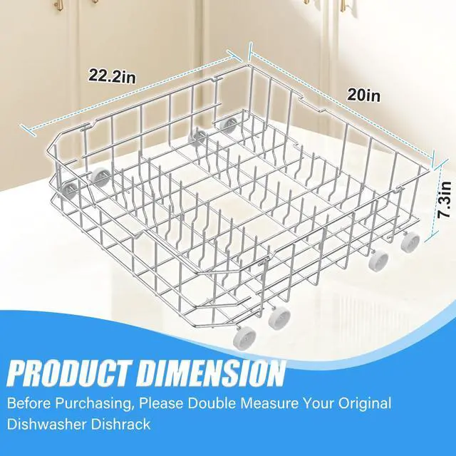 Alt view image 2 of 7 - WD28X10384 Dishwasher Lower Rack for General Electric GE Dishwasher Racks | Ge Appliances Dishwasher Rack GLD4560N10SS GLD5660R00SS GLD5660V00SS Parts,WD28X10206 WD28X10309 Bottom Rack Assembly Wheels