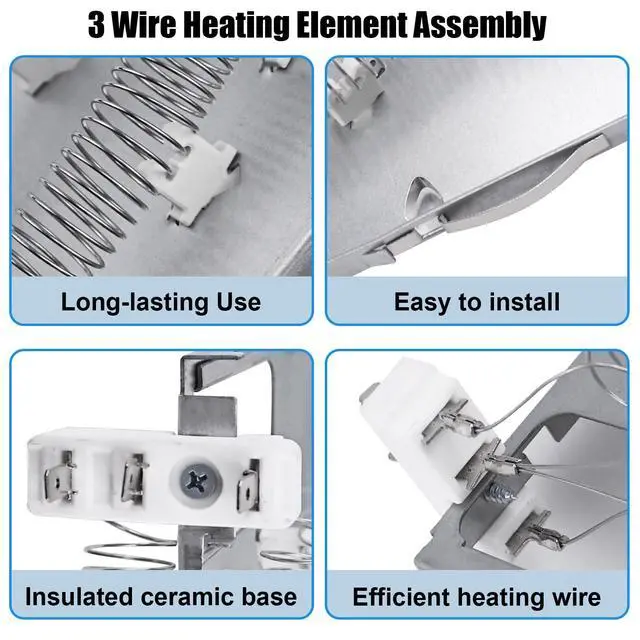 Alt view image 4 of 7 - W11025156 Dryer Heating Element Dual Coil Replacement Compatiable with Whirl-pool May-tag Ken-more, 3 Wire Heating Element Assembly, Replace W10608823 AP6037386 4461512 PS11770230 EAP11770230
