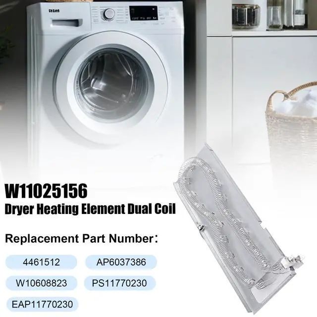 Alt view image 6 of 7 - W11025156 Dryer Heating Element Dual Coil Replacement Compatiable with Whirl-pool May-tag Ken-more, 3 Wire Heating Element Assembly, Replace W10608823 AP6037386 4461512 PS11770230 EAP11770230