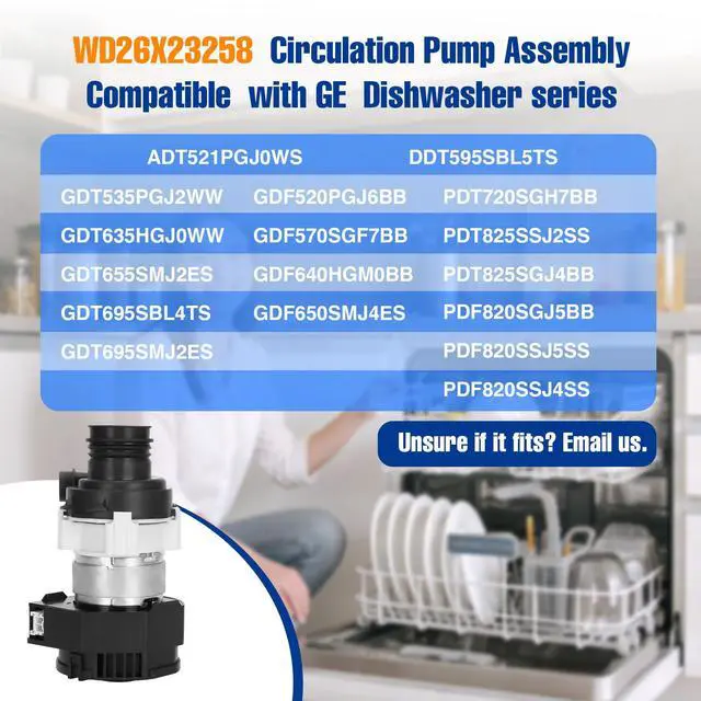 Alt view image 2 of 7 - WD26X23258 Dishwasher Circulation Pump Assembly - Compatible with GE Dishwasher ModelsUpgraded Brushless Motor Replaces WD26X22285, WD26X22826, WD26X22518, EAP11772000