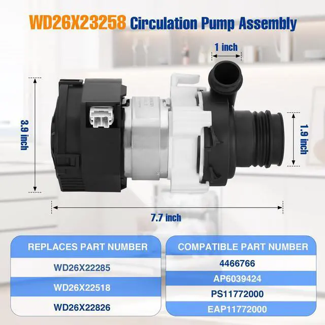 Alt view image 5 of 7 - WD26X23258 Dishwasher Circulation Pump Assembly - Compatible with GE Dishwasher ModelsUpgraded Brushless Motor Replaces WD26X22285, WD26X22826, WD26X22518, EAP11772000