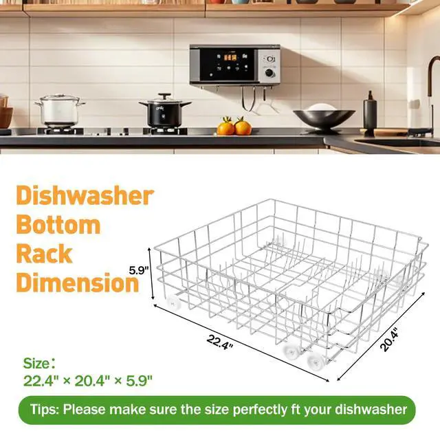 Alt view image 2 of 6 - Upgrade W10139223 Dishwasher Lower Rack, 304 Stainless Steel with 6 wheels, designed for a 23-inch built-in dishwasher