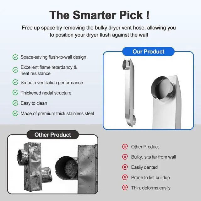 Alt view image 3 of 7 - 2554 Inch Adjustable Periscope Dryer Vent Kit, 4 Inch Stainless Steel Flat Dryer Vent Duct, Space-Saving Telescoping Vent Adapter for Tight Spaces, Compatible with Whirlpool & Standard Dryers