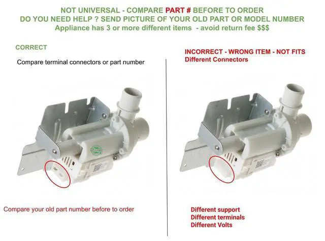 Alt view image 3 of 7 - DP040-068 Washer Pump hANNING DPo40-068, 237d1113g001, 100 w compatible with General Electric Heavy DUTY