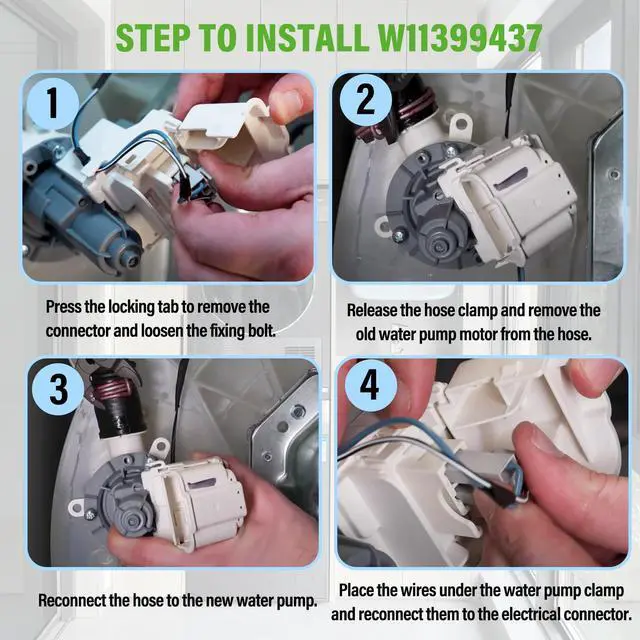 Alt view image 7 of 7 - MVW4505MW0 MVW4505MW1 MVW5035MW0 MVW5430MW0 MVW6200KW2 MVW6230HW2 Washer Drain Pump Fit for May-tag Whirl-pool Washers WTW5000DW3 WTW5010LW0 WTW5015LW0 WTW5057LW0 WTW5100HW2 WTW5105HW2