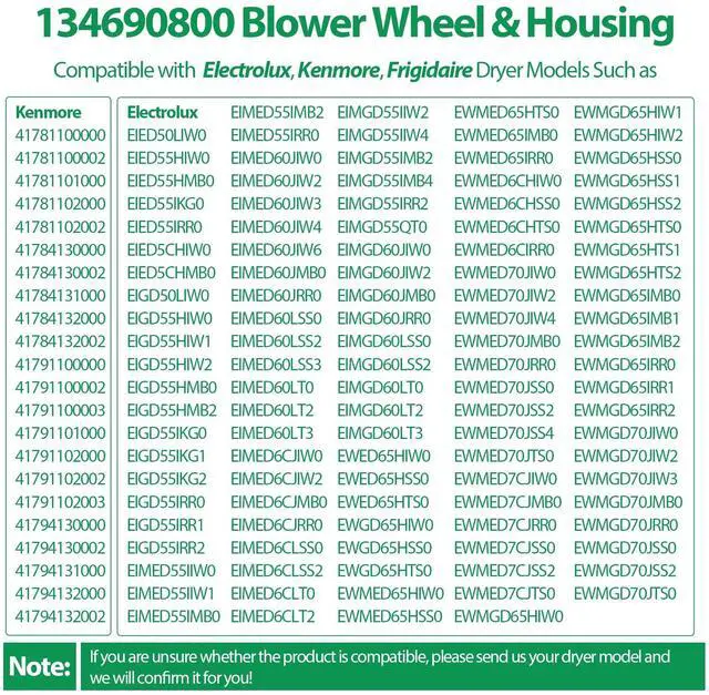 Alt view image 4 of 7 - Upgraded 134690800, 7134690800 Dryer Blower Wheel and Housing Assembly Compatible with Frigidaire, Kenmore, Electrolux Dryer, Replacement 1482914, PS2349262, 134690701, 1346908 Blower Wheel Housing