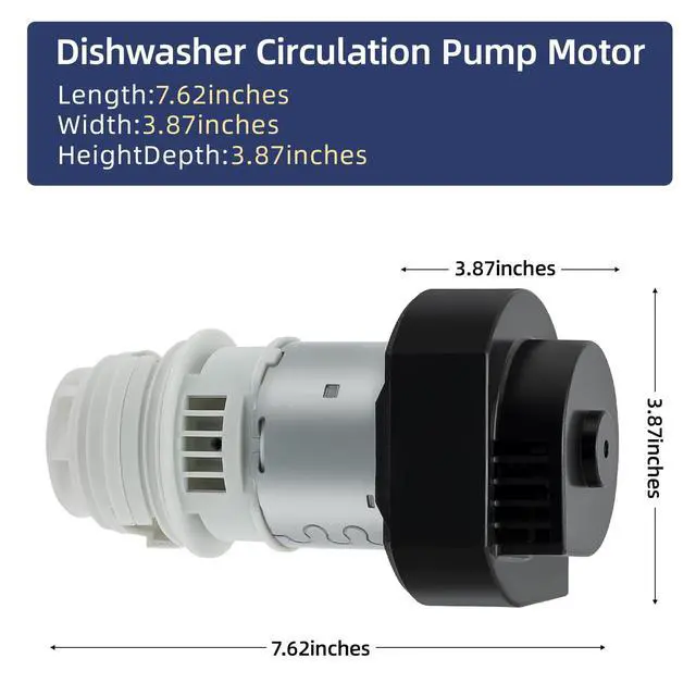Alt view image 3 of 6 - 154844301 Dishwasher Circulation Pump Motor Compatible with Frigidaire Kenmore Crosley Kelvinator Kit 1 Plug Only with O-Rings Replace 154794401 AP5272221 15488001 154588701 9001