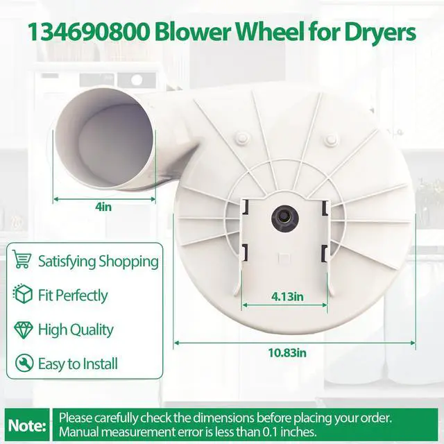 Alt view image 2 of 7 - Upgraded 134690800, 7134690800 Dryer Blower Wheel and Housing Assembly Compatible with Frigidaire, Kenmore, Electrolux Dryer, Replacement 1482914, PS2349262, 134690701, 1346908 Blower Wheel Housing