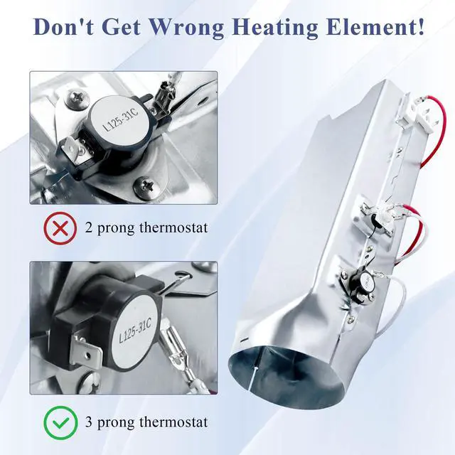 Alt view image 5 of 7 - DLE2701V DLE7177RM DLEX3001P Heater Assembly 5301EL1001J 3 Prong | 5301EL1001H Heating Element fit for LG Dryer, Has 3 Prong Thermostat 6931EL3001F, DLEY1701V DLEX3900B 79681182310