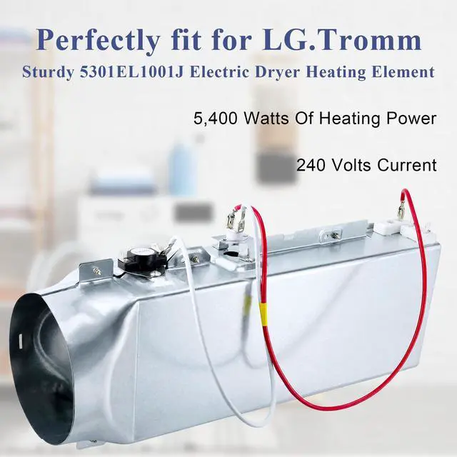 Alt view image 6 of 7 - DLE2701V DLE7177RM DLEX3001P Heater Assembly 5301EL1001J 3 Prong | 5301EL1001H Heating Element fit for LG Dryer, Has 3 Prong Thermostat 6931EL3001F, DLEY1701V DLEX3900B 79681182310