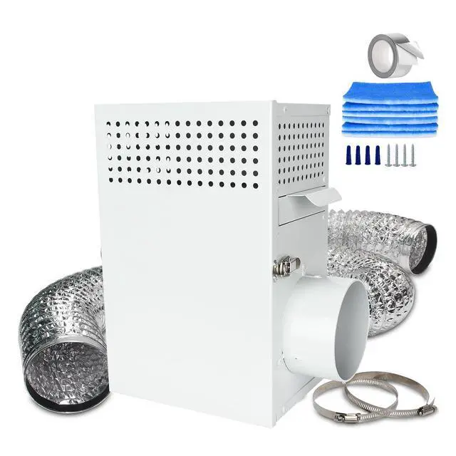 Alt view image 3 of 7 - Metal Indoor Dryer Vent Kit, L-shape Design, with Dryer Vent Hose | Galvanized Steel Dryer Vent Box | 6 Pcs Polyester Filters | High Capacity | Adds Moisture to the Dry Winter Air
