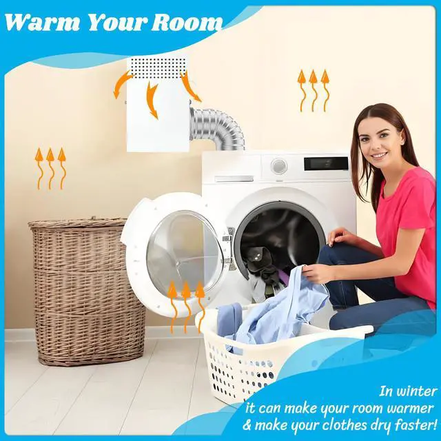 Alt view image 2 of 7 - Metal Indoor Dryer Vent Kit, L-shape Design, with Dryer Vent Hose | Galvanized Steel Dryer Vent Box | 6 Pcs Polyester Filters | High Capacity | Adds Moisture to the Dry Winter Air