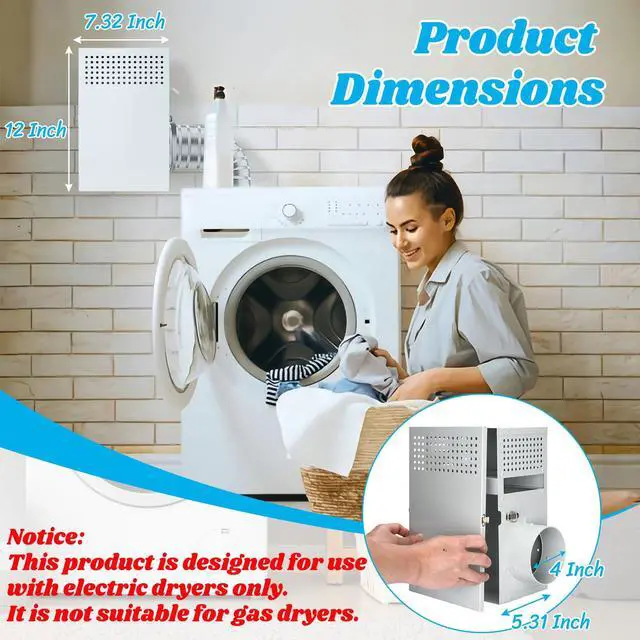 Alt view image 7 of 7 - Metal Indoor Dryer Vent Kit, L-shape Design, with Dryer Vent Hose | Galvanized Steel Dryer Vent Box | 6 Pcs Polyester Filters | High Capacity | Adds Moisture to the Dry Winter Air