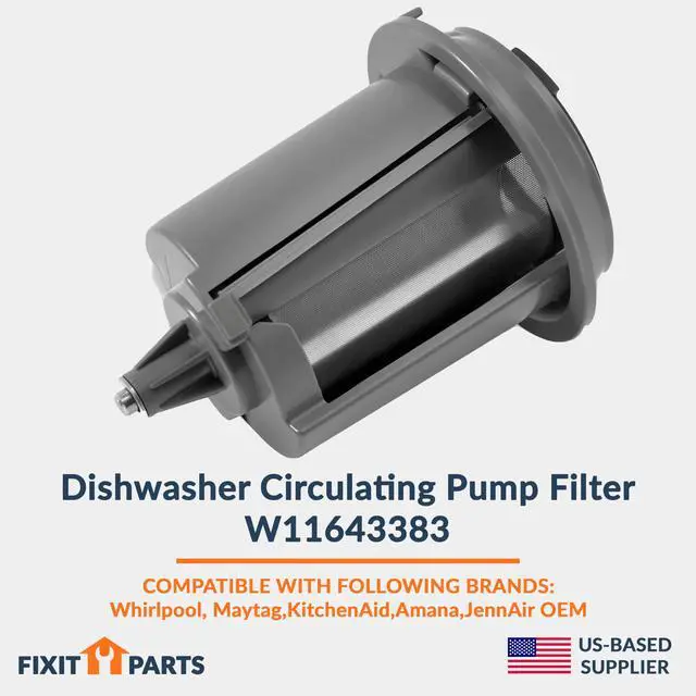 Alt view image 3 of 7 - US-Based Supplier W11643383 Dishwasher Circulating Pump Filter replaces W11108699 works with Whirlpool, Maytag