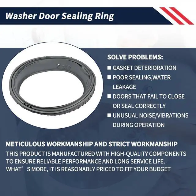 Alt view image 6 of 7 - Washer Door Sealing Ring DC64-03067A Compatible with Samsung Washing Machine Door Gasket Boot Seal Replace 3993786 AP5916693 PS9605862 EAP9605862