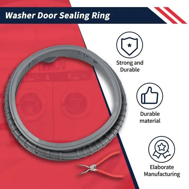 Alt view image 5 of 7 - Washer Door Sealing Ring DC64-03067A Compatible with Samsung Washing Machine Door Gasket Boot Seal Replace 3993786 AP5916693 PS9605862 EAP9605862
