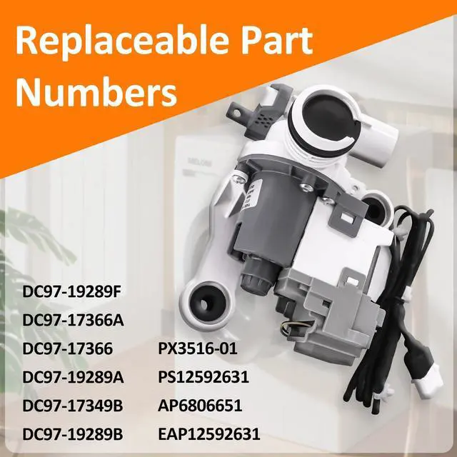 Alt view image 6 of 7 - WA52M8650AV/A4 WA52M7750AW/A4 WA45M3100AW/A4 WA44A3405AW WA40A3005AW WA41A3000AW WA44A3205AW Washer Drain Pump Fit for Sam-sung Washers WA40 WA41 WA44 WA45 WA46 WA47 WA50 WA52 Series