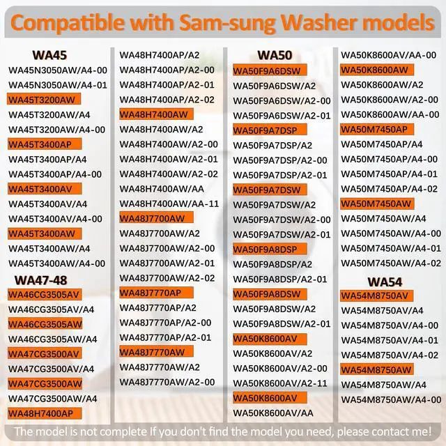 Alt view image 3 of 7 - WA52M8650AV/A4 WA52M7750AW/A4 WA45M3100AW/A4 WA44A3405AW WA40A3005AW WA41A3000AW WA44A3205AW Washer Drain Pump Fit for Sam-sung Washers WA40 WA41 WA44 WA45 WA46 WA47 WA50 WA52 Series