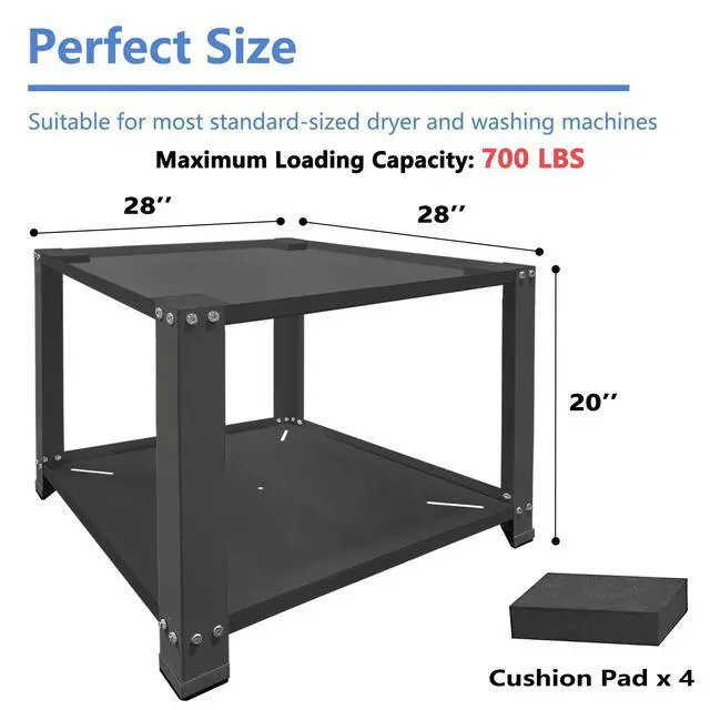 Alt view image 3 of 6 - Laundry Pedestal,20" Height Washer and Dryer Pedestal, Universal Fit Washing Machine Base Stand Dryer Base Platform Heavy Duty with 28" Wide, (Black)
