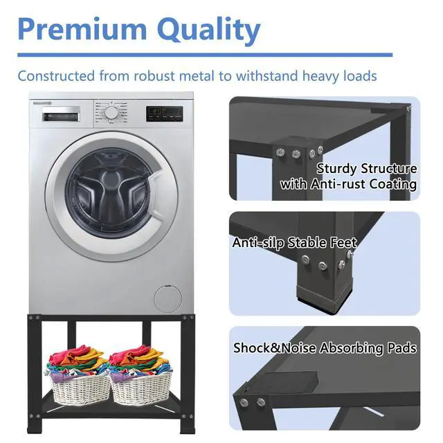 Alt view image 4 of 6 - Laundry Pedestal,20" Height Washer and Dryer Pedestal, Universal Fit Washing Machine Base Stand Dryer Base Platform Heavy Duty with 28" Wide, (Black)