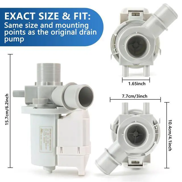 Alt view image 3 of 7 - DP040-012 Washer Drain Pump Replacement, Replaces 4681EA1007A, WH23X10020, Compatible with LG, Kenmore and GE Washers, Genuine OEM Quality, Easy DIY Installation