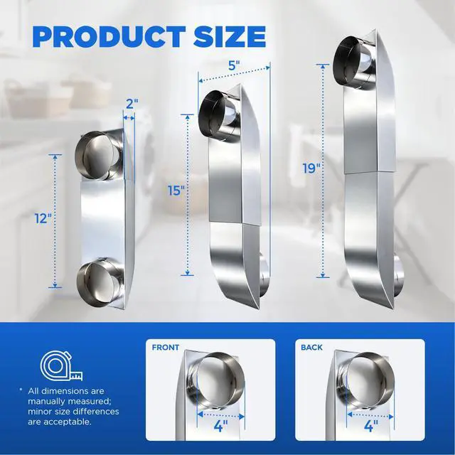 Alt view image 2 of 7 - 1219 Inch Adjustable Periscope Dryer Vent Kit, 4 Inch Stainless Steel Flat Dryer Vent Duct, Space-Saving Telescoping Vent Adapter for Tight Spaces, Compatible with Whirlpool & Standard Dryers