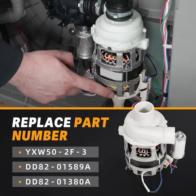 Alt view image 5 of 6 - YXW50-2F-3 Dishwasher Circulation Pump Motor Assembly Fit for Samsung - Replace DD82-01589A, DD82-01380A, 120V~127V 60Hz - Fits DW80R2031 Series and More