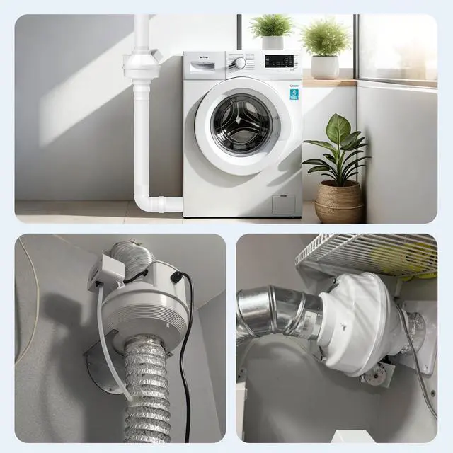Alt view image 7 of 7 - 4 Inch Dryer Booster Fan with Pressure Switch for Auto-Activation 167 CFM | Vent Booster Fan with Plug, Compatible Replacement for DBF 110, Helps Shorten Drying Time & Reduce Lint Buildup