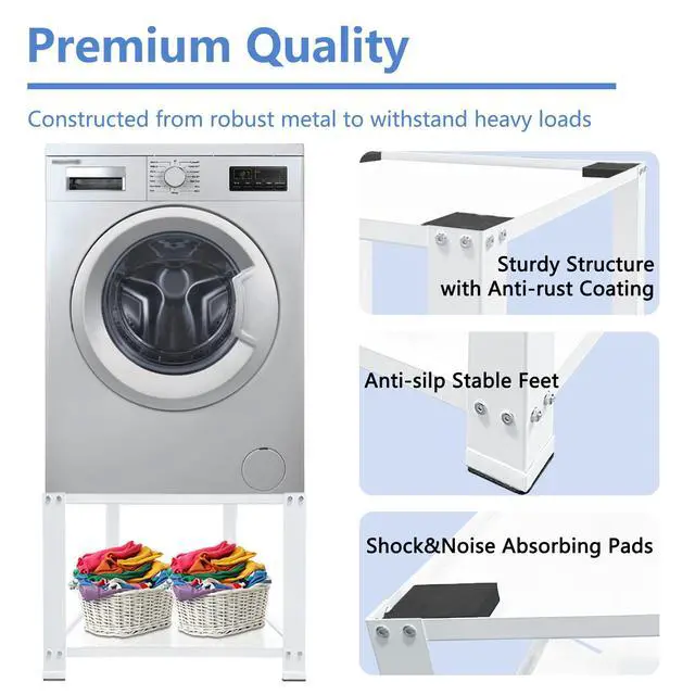 Alt view image 4 of 6 - Laundry Pedestal 20" Height Universal Fit 700lbs Capacity, Washing Machine Base Stand Dryer Base Platform Heavy Duty, 28 Wide (White)