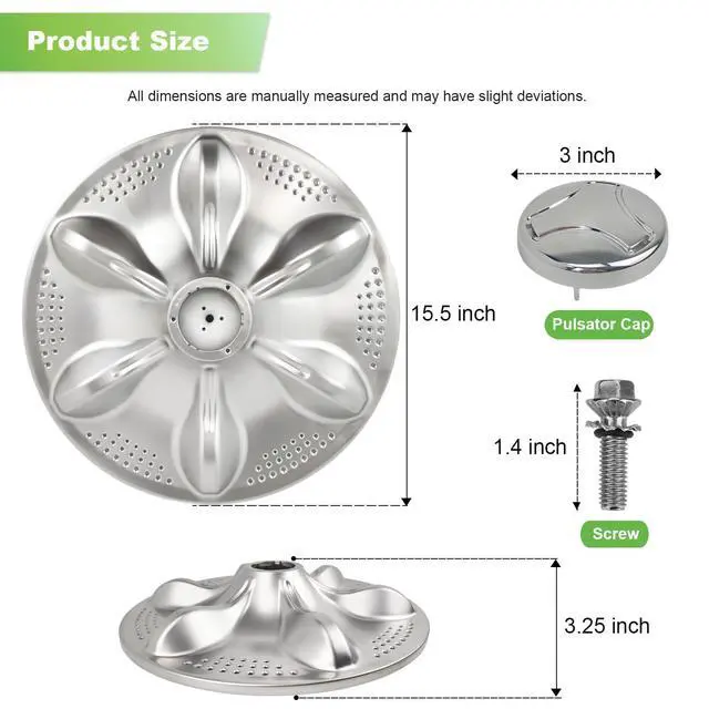 Alt view image 5 of 6 - 5845EA1003B Washplate Pulsator Assembly with 5006EA3009B Pulsator Cap and Screw fit for LG WT1001CW Washer, Replaces 5845EA1003C 5845EA1003E 2650671 Agitator Plate