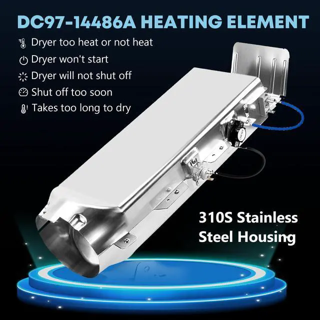 Alt view image 4 of 7 - Dryer Heating Element for Samsung DV42H5200EF/A3 DVE45R6100C/A3 DVE45T3400P/A3 DVE45R6100P/A3 DVE50M7450P/A3 DVE45R6100W/A3 DVE45N5300W/A3 DVE45T6000W/A3 | Replace Part # DC97-14486A, DC47-00019A