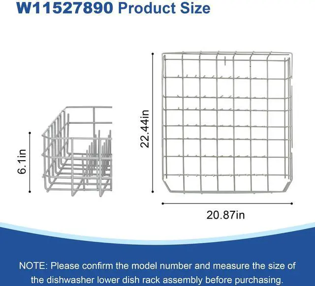 Alt view image 2 of 6 - W11527890 Dishwasher Lower Dishrack Compatible with Whirlpool Maytag, Replacement W11778050, W11778050, WPW10525642, W10199774, W10525641, W10525642, W10525643, W11773654, WPW10525643
